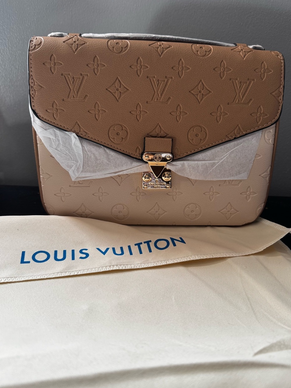 Louis Vuitton Two-Tone Brown & Tan Empreinte Pochette Metis Crossbody Bag